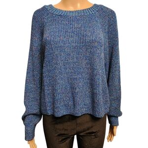 Express Blue Knit Crop Boxy Sweater L